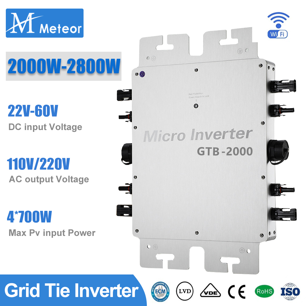 Grid Tie Inverter Limiter 2000W - ระบบพลังงานแสงอาทิตย์แบบออนกริดสำหรับเครื่องใช้ในบ้านแคมป์ปิ้ง IP65กันน้ำ2000W 2400W 2800W ไมโครอินเวอร์เตอร์110V หรือ220V