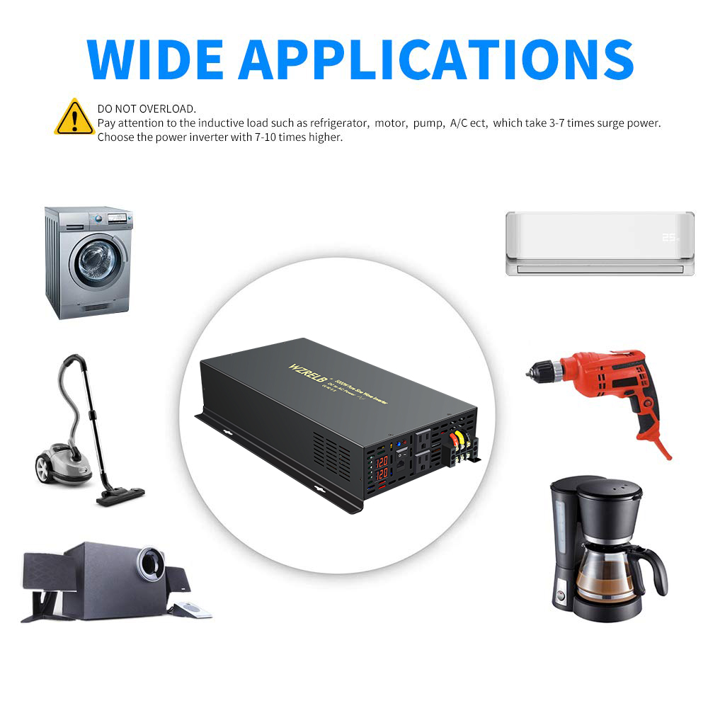 Pure Sine Wave Inverter 5000W 48V 220V - อินเวอร์เตอร์พลังงานแสงอาทิตย์แบบคลื่นไซน์บริสุทธิ์ 5000W ควบคุมด้วยสาย 12V/24V/48V/60V/72V/96V/110V DC เป็น