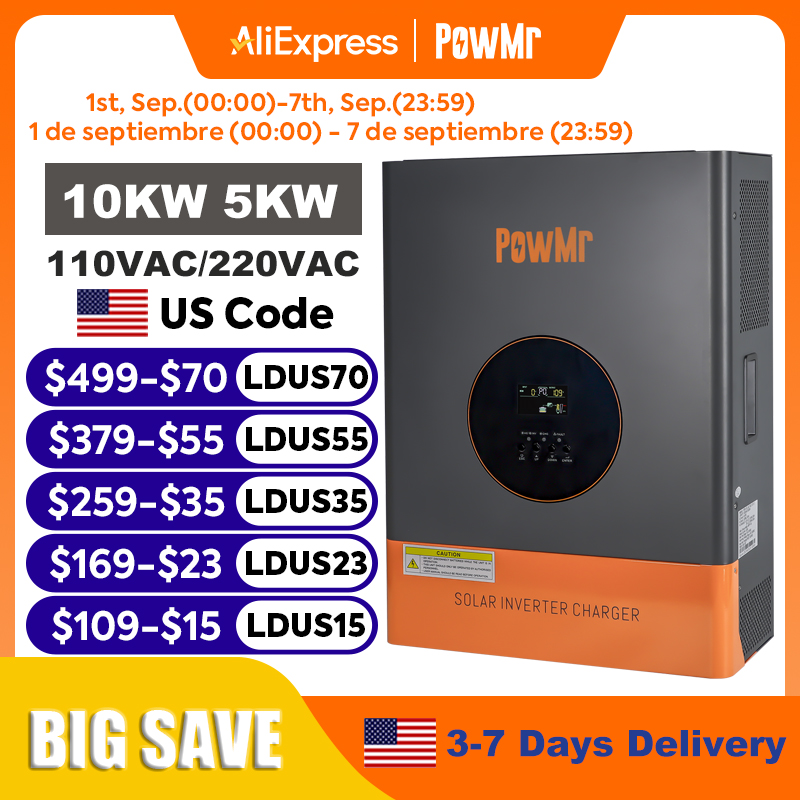 Split Phase Inverter 10Kw 110V 220V - อินเวอร์เตอร์ PowMr 10KW 5KW แบบแยกเฟส 48V