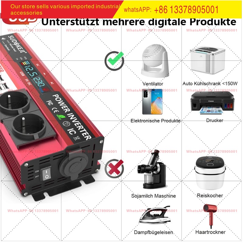 อินเวอร์เตอร์แปลงไฟ 12V เป็น 2 - Power Inverter 12V 220V 4000W Continuous บทวิจารณ์และราคา