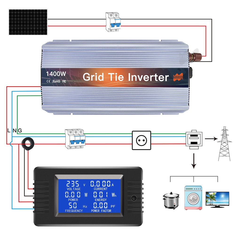 อินเวอร์เตอร์ไมโครโซลาร์แบบเชื - Micro Inverter 1400W Solar Grid Tie บทวิจารณ์และราคา