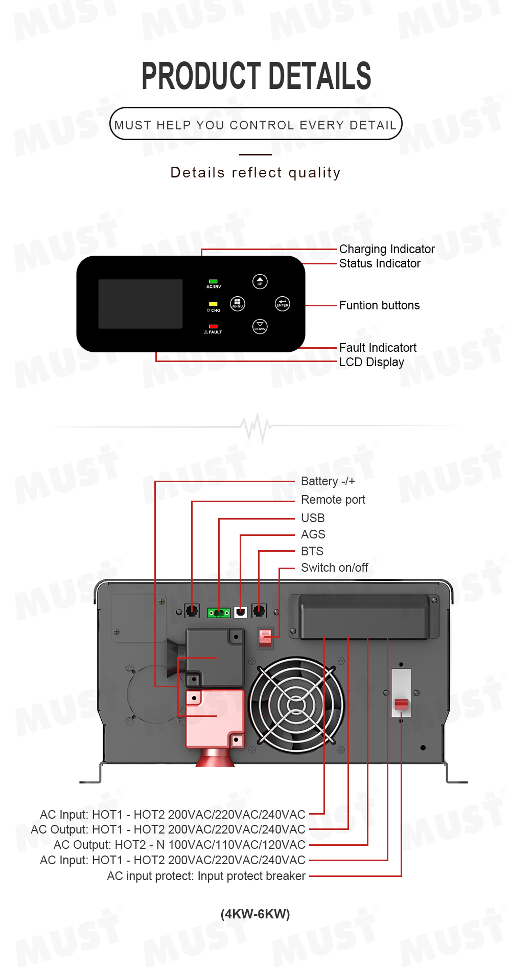 อินเวอร์เตอร์แปลงไฟแบบแยกเฟส 1 - Pure Sine Wave Inverter 5000W 48V 220V บทวิจารณ์และราคา