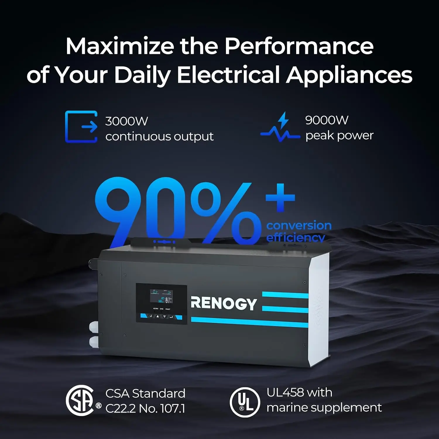 Renogy อินเวอร์เตอร์และเครื่อง - Rv Pure Sine Inverter Charger 3000W 12V บทวิจารณ์และราคา